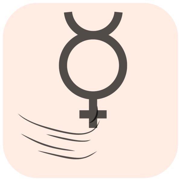 "symbole de la planète mercure avec mouvement de rétrogradation pour juillet 2025"